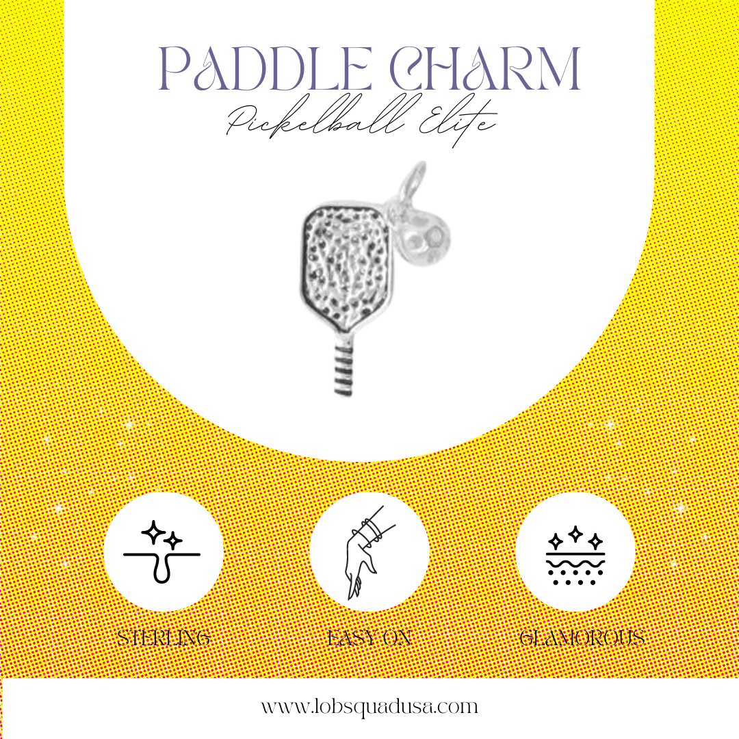 Sterling Silver Pickleball Charm – Paddle & Ball Design